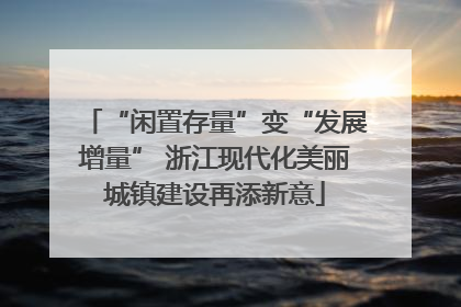 “闲置存量”变“发展增量” 浙江现代化美丽城镇建设再添新意