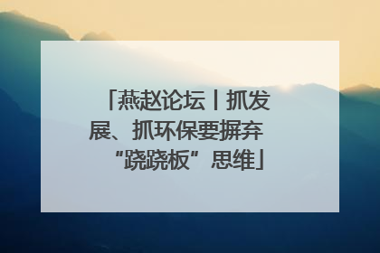 燕赵论坛丨抓发展、抓环保要摒弃“跷跷板”思维