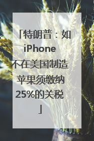 特朗普：如iPhone不在美国制造 苹果须缴纳25%的关税