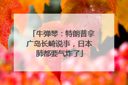 牛弹琴：特朗普拿广岛长崎说事，日本肺都要气炸了