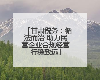 甘肃税务：循法而治 助力民营企业合规经营行稳致远