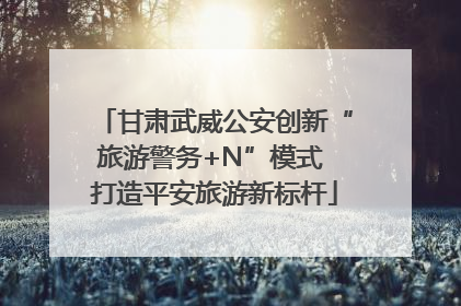 甘肃武威公安创新“旅游警务+N”模式 打造平安旅游新标杆
