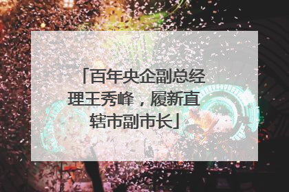 百年央企副总经理王秀峰，履新直辖市副市长