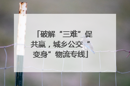 破解“三难”促共赢，城乡公交“变身”物流专线