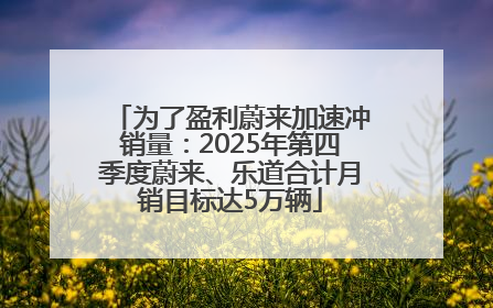 为了盈利蔚来加速冲销量：2025年第四季度蔚来、乐道合计月销目标达5万辆