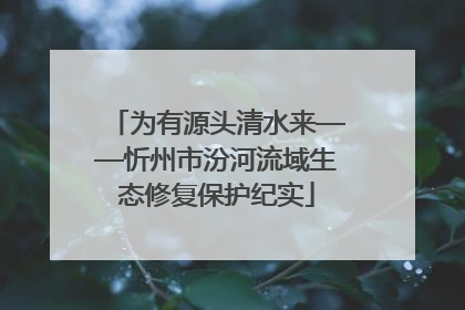 为有源头清水来——忻州市汾河流域生态修复保护纪实