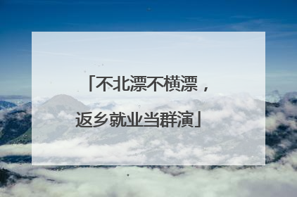 不北漂不横漂，返乡就业当群演