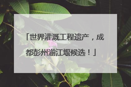 世界灌溉工程遗产，成都彭州湔江堰候选！