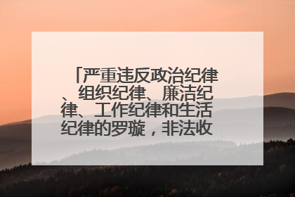 严重违反政治纪律、组织纪律、廉洁纪律、工作纪律和生活纪律的罗璇，非法收受他人巨额财物