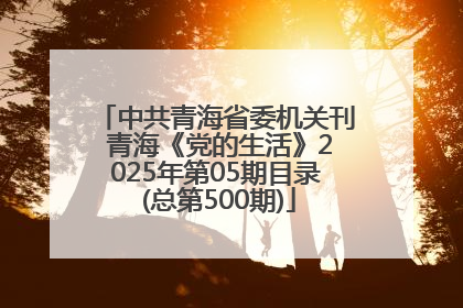 中共青海省委机关刊 青海《党的生活》2025年第05期目录 (总第500期)
