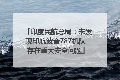 印度民航总局：未发现印航波音787机队存在重大安全问题