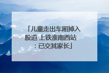 儿童走出车厢掉入股道 上铁淮南西站：已交其家长