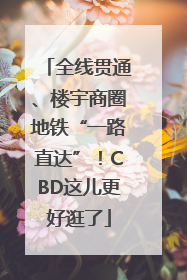 全线贯通、楼宇商圈地铁“一路直达”！CBD这儿更好逛了