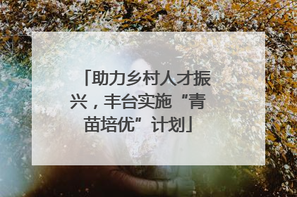 助力乡村人才振兴，丰台实施“青苗培优”计划