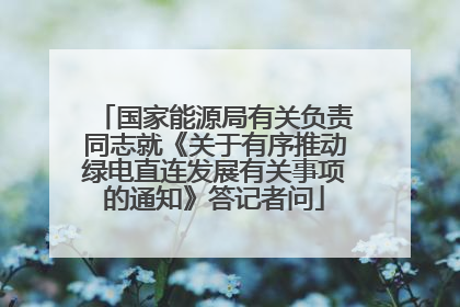 国家能源局有关负责同志就《关于有序推动绿电直连发展有关事项的通知》答记者问