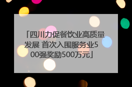 四川力促餐饮业高质量发展 首次入围服务业500强奖励500万元