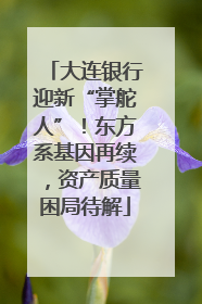 大连银行迎新“掌舵人”！东方系基因再续，资产质量困局待解