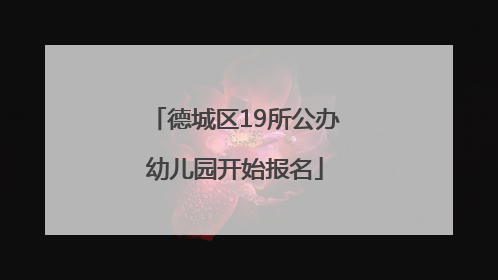 德城区19所公办幼儿园开始报名