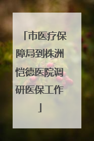 市医疗保障局到株洲恺德医院调研医保工作