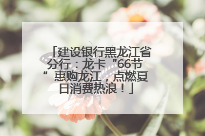 建设银行黑龙江省分行：龙卡“66节”惠购龙江，点燃夏日消费热浪！