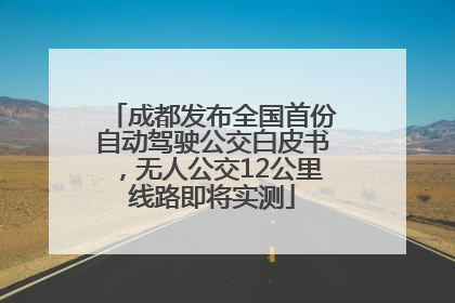 成都发布全国首份自动驾驶公交白皮书，无人公交12公里线路即将实测