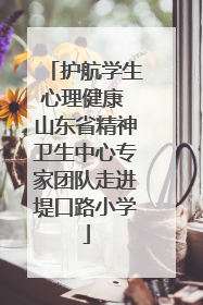 护航学生心理健康 山东省精神卫生中心专家团队走进堤口路小学