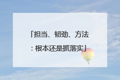 担当、韧劲、方法：根本还是抓落实