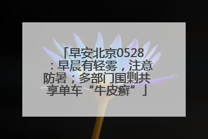 早安北京0528：早晨有轻雾，注意防暑；多部门围剿共享单车“牛皮癣”