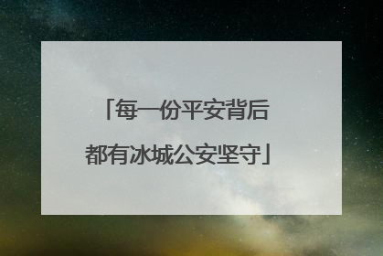 每一份平安背后 都有冰城公安坚守