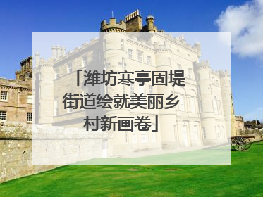 潍坊寒亭固堤街道绘就美丽乡村新画卷