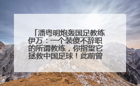潘粤明炮轰国足教练伊万：一个装傻不辞职的所谓教练，你指望它拯救中国足球！此前曾多次发文评价国足