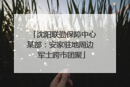 沈阳联勤保障中心某部：安家驻地周边 军士跨市团聚