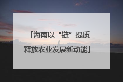 海南以“链”提质 释放农业发展新动能