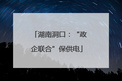 湖南洞口：“政企联合”保供电