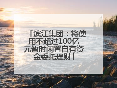 滨江集团：将使用不超过100亿元暂时闲置自有资金委托理财