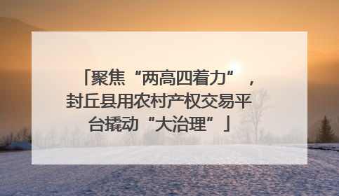 聚焦“两高四着力”，封丘县用农村产权交易平台撬动“大治理”
