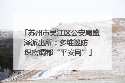 苏州市吴江区公安局盛泽派出所：多维巡防  织密绸都“平安网”