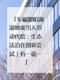 车碾鄱阳湖湿地案引入劳动代偿：生态法治在创新尝试｜有一说一