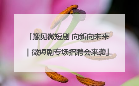 豫见微短剧 向新向未来｜微短剧专场招聘会来袭