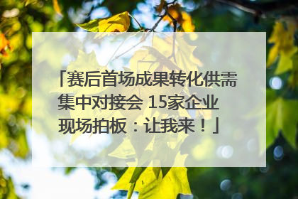 赛后首场成果转化供需集中对接会 15家企业现场拍板：让我来！