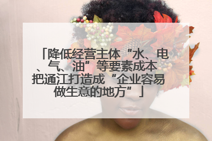降低经营主体“水、电、气、油”等要素成本 把通江打造成“企业容易做生意的地方”