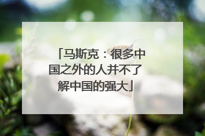 马斯克：很多中国之外的人并不了解中国的强大