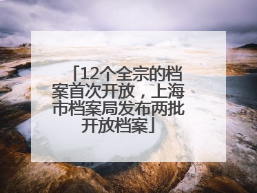 12个全宗的档案首次开放，上海市档案局发布两批开放档案