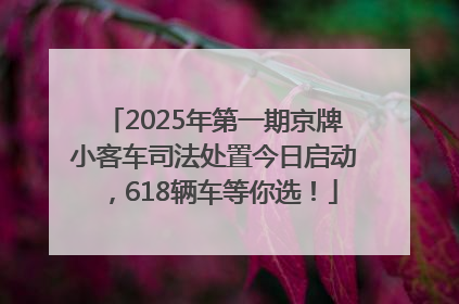 2025年第一期京牌小客车司法处置今日启动，618辆车等你选！
