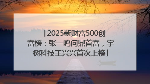 2025新财富500创富榜：张一鸣问鼎首富，宇树科技王兴兴首次上榜