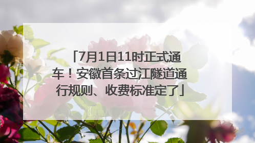 7月1日11时正式通车！安徽首条过江隧道通行规则、收费标准定了