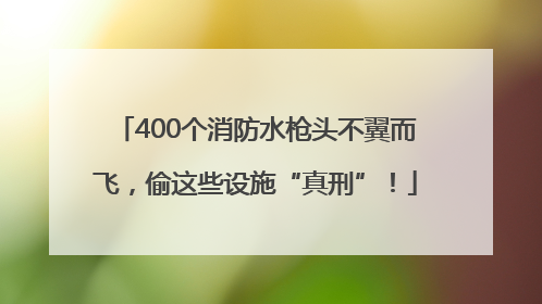 400个消防水枪头不翼而飞，偷这些设施“真刑”！