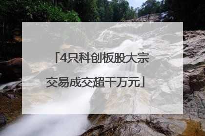 4只科创板股大宗交易成交超千万元